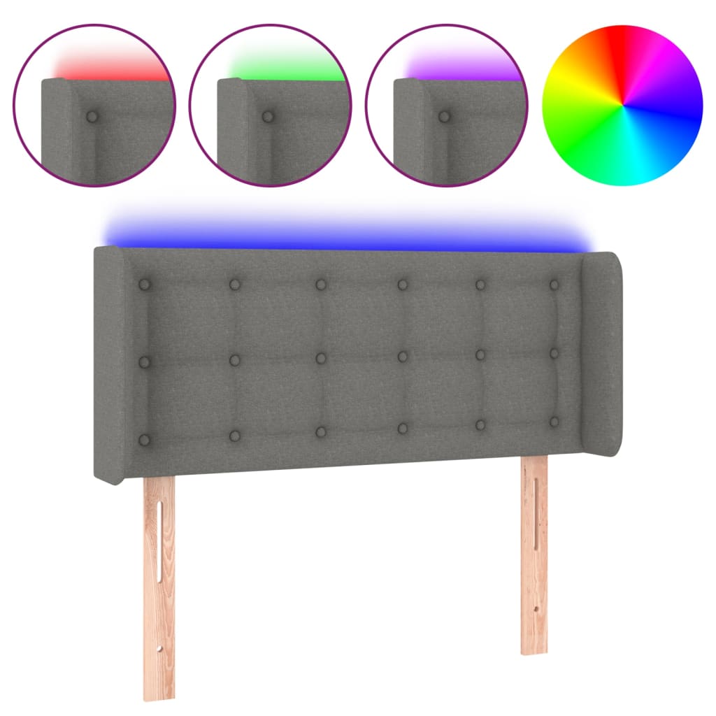 Hoofdbord LED 103x16x78/88 cm stof donkergrijs is nu te koop bij PeponiXL, paradijselijk wonen!
