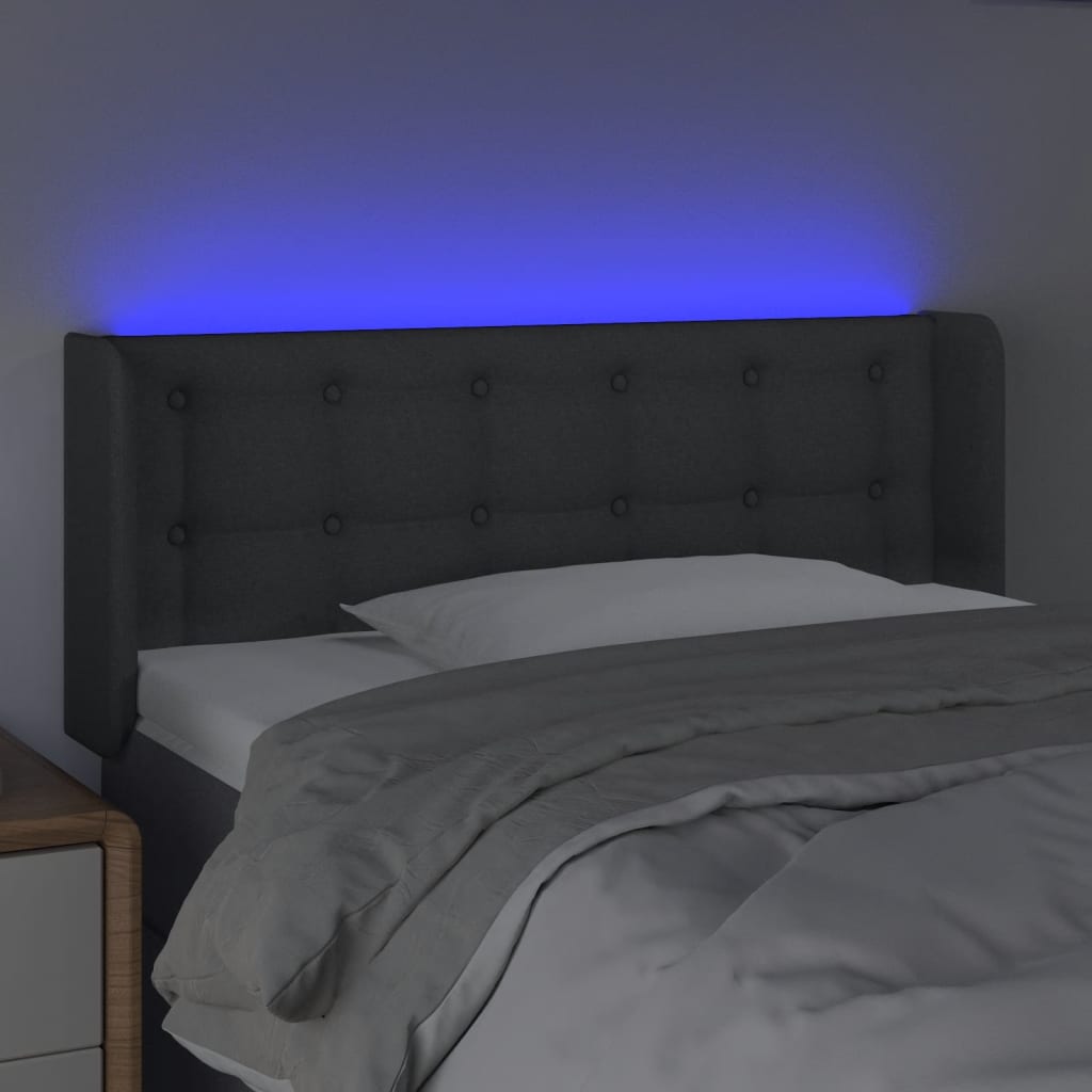 Hoofdbord LED 103x16x78/88 cm stof donkergrijs is nu te koop bij PeponiXL, paradijselijk wonen!