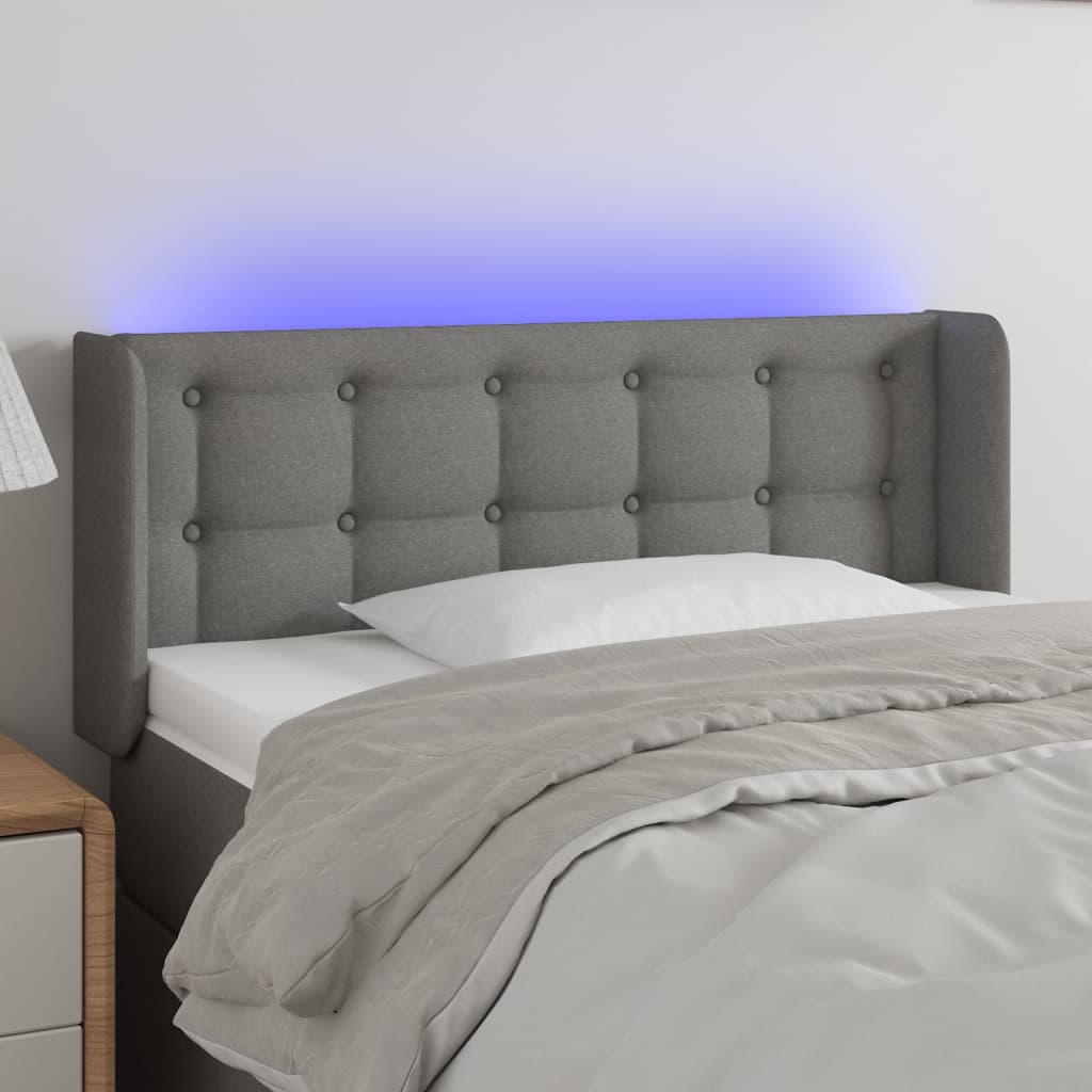 Hoofdbord LED 103x16x78/88 cm stof donkergrijs is nu te koop bij PeponiXL, paradijselijk wonen!
