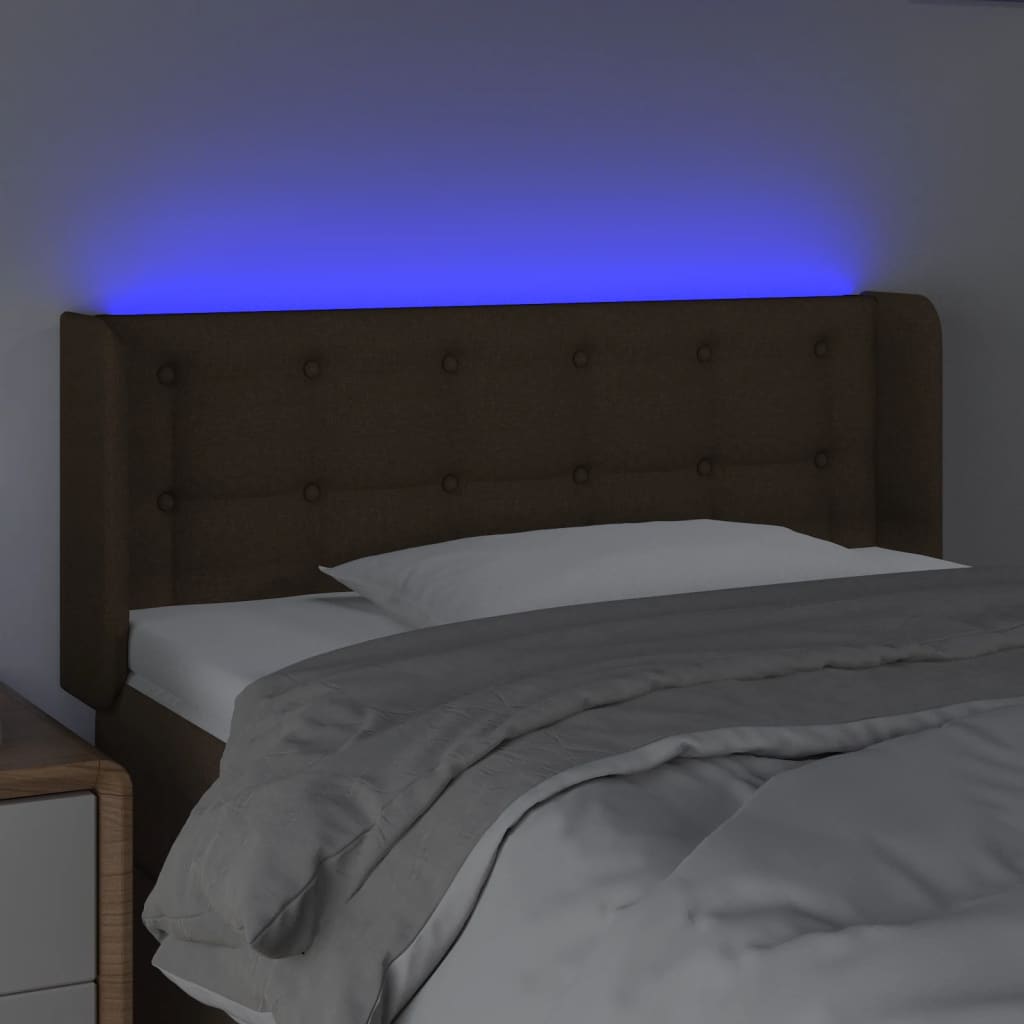Hoofdbord LED 103x16x78/88 cm stof donkerbruin is nu te koop bij PeponiXL, paradijselijk wonen!