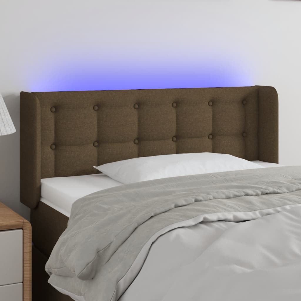 Hoofdbord LED 103x16x78/88 cm stof donkerbruin is nu te koop bij PeponiXL, paradijselijk wonen!