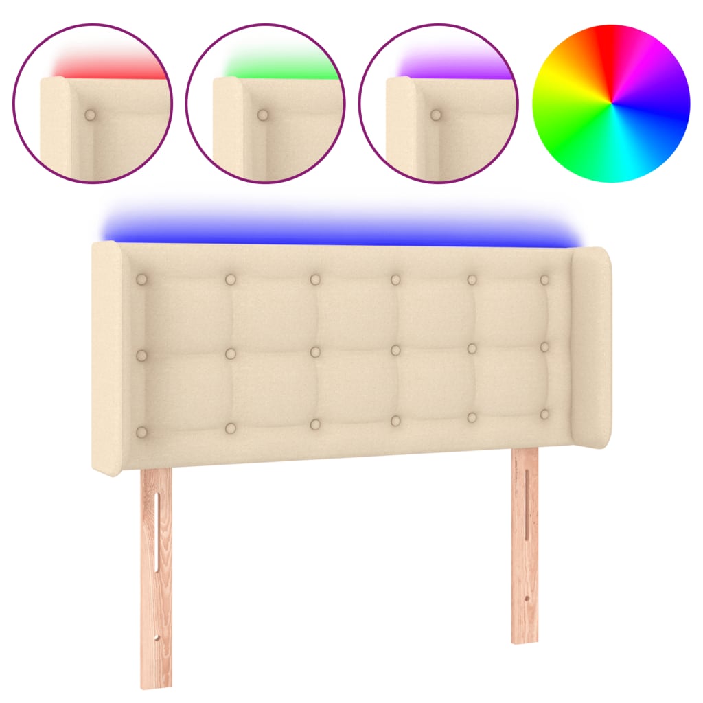 Hoofdbord LED 103x16x78/88 cm stof crèmekleurig is nu te koop bij PeponiXL, paradijselijk wonen!
