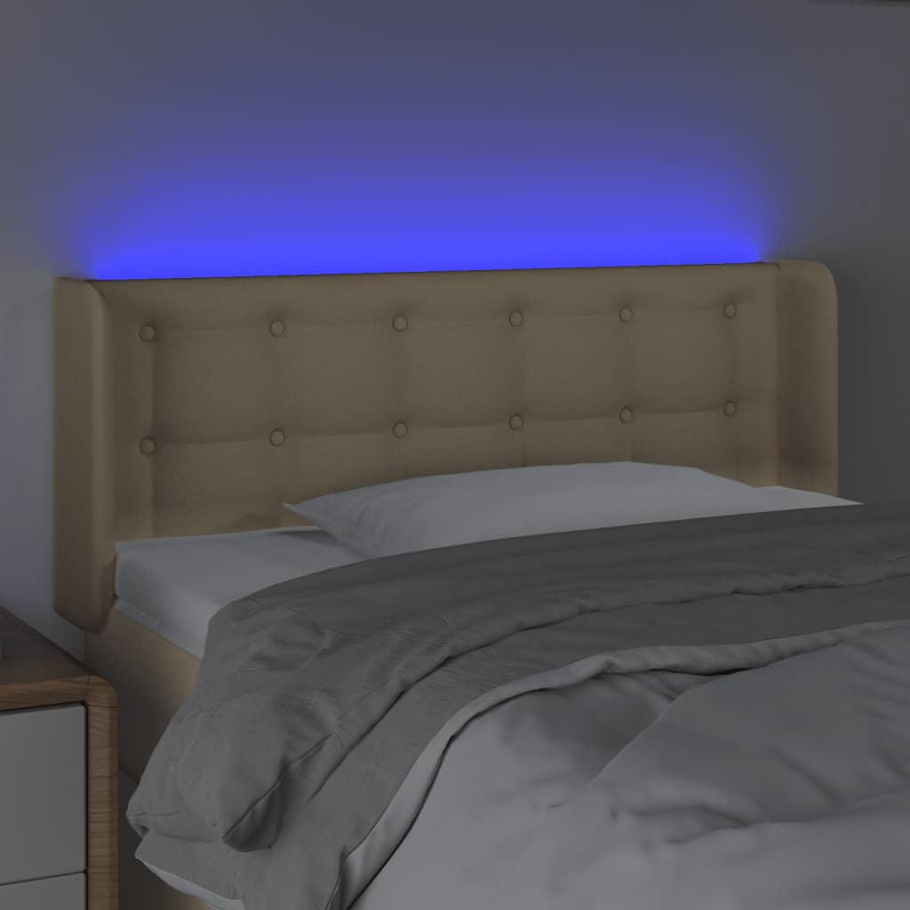 Hoofdbord LED 103x16x78/88 cm stof crèmekleurig is nu te koop bij PeponiXL, paradijselijk wonen!