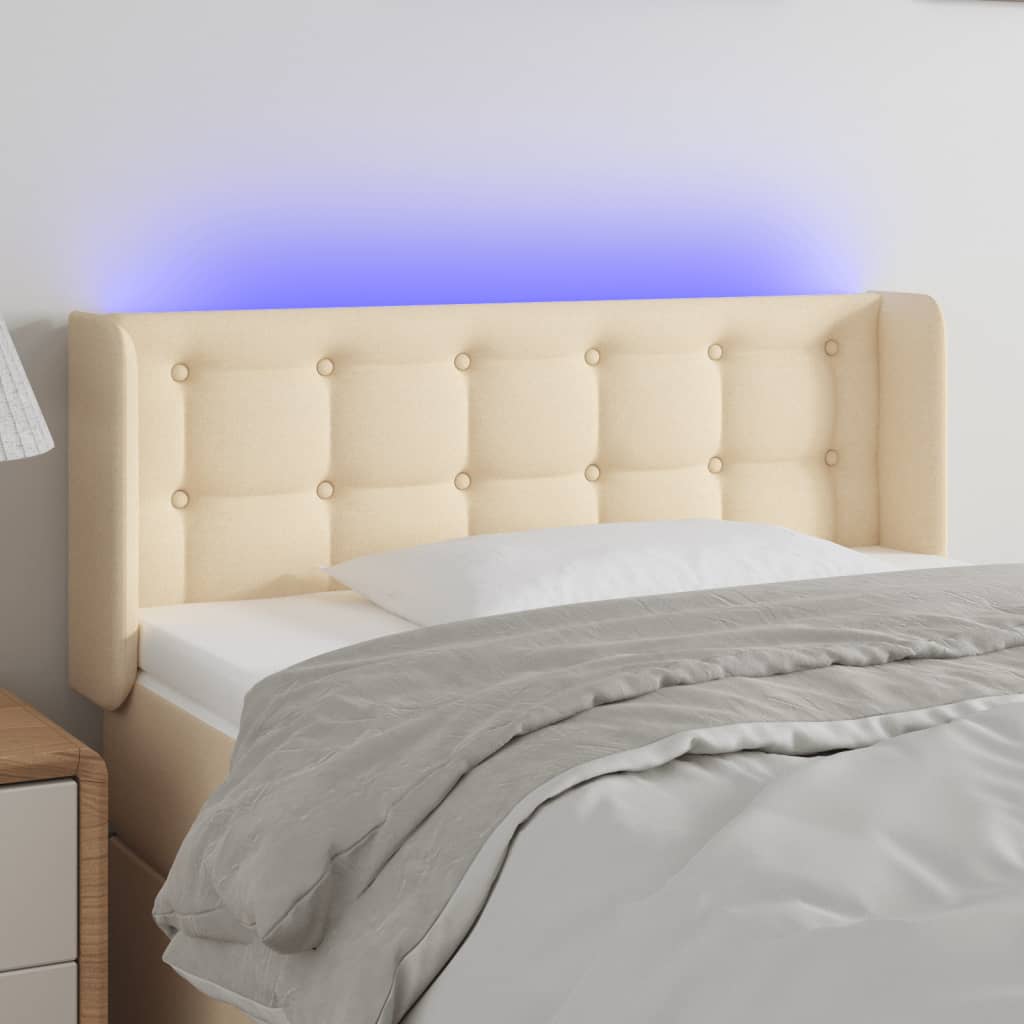 Hoofdbord LED 103x16x78/88 cm stof crèmekleurig is nu te koop bij PeponiXL, paradijselijk wonen!