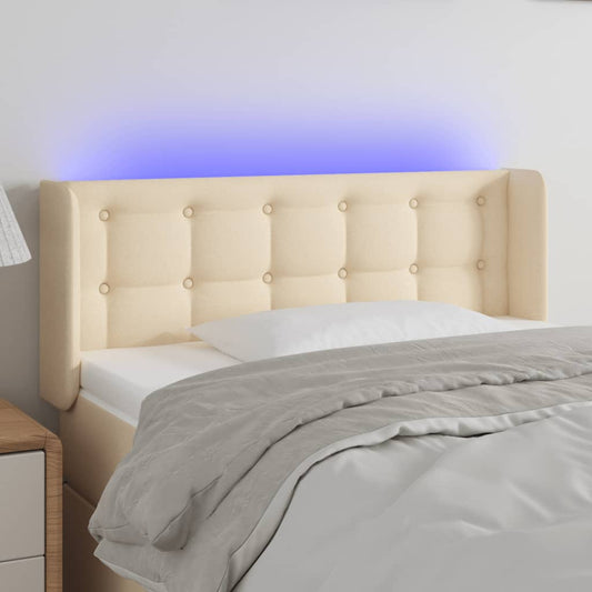 Hoofdbord LED 103x16x78/88 cm stof crèmekleurig is nu te koop bij PeponiXL, paradijselijk wonen!