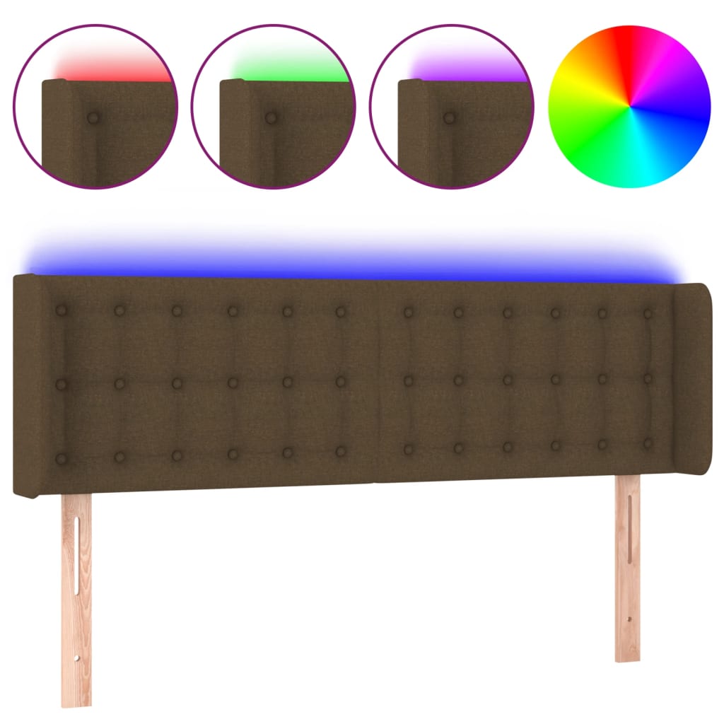 Hoofdbord LED 147x16x78/88 cm stof donkerbruin is nu te koop bij PeponiXL, paradijselijk wonen!
