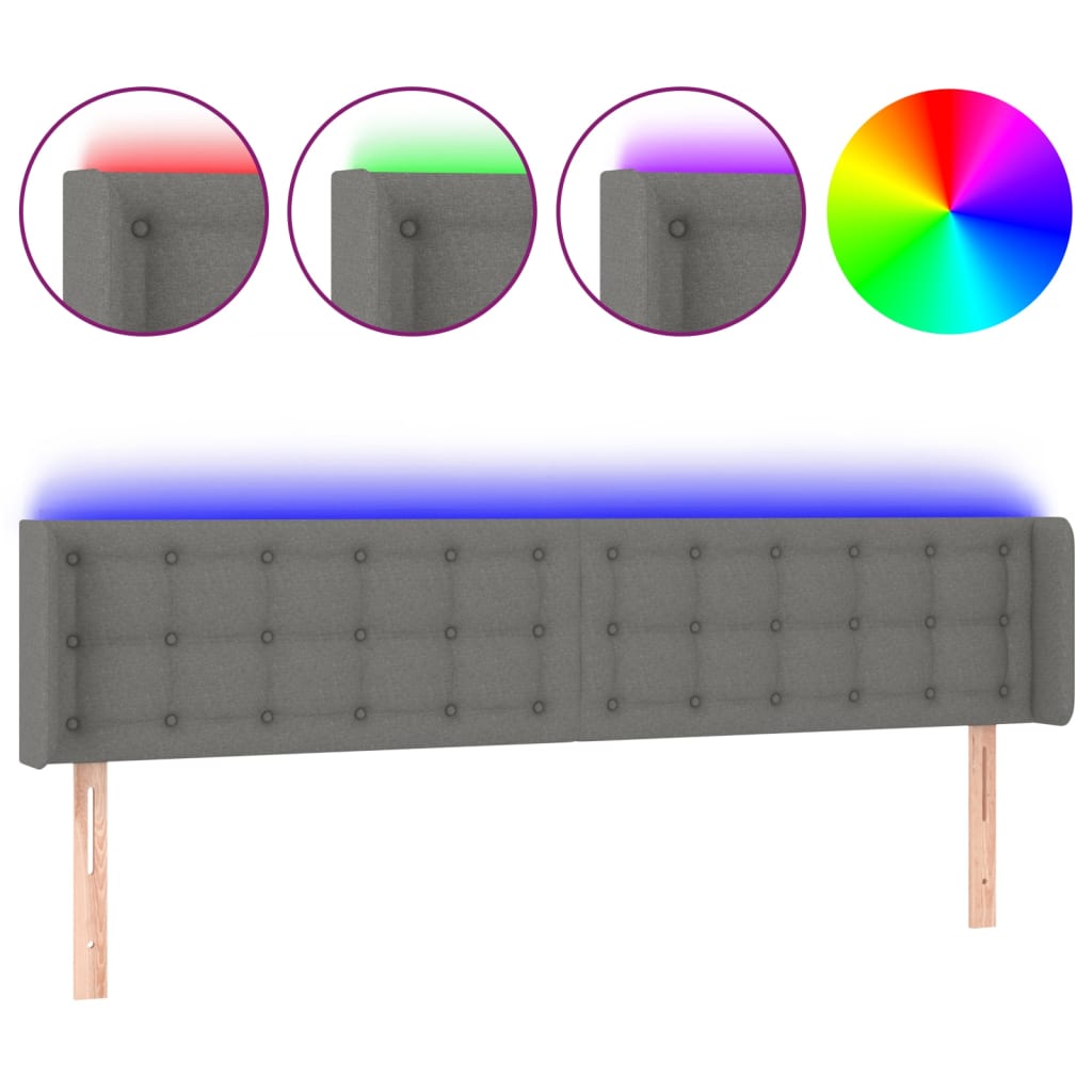 Hoofdbord LED 163x16x78/88 cm stof donkergrijs is nu te koop bij PeponiXL, paradijselijk wonen!