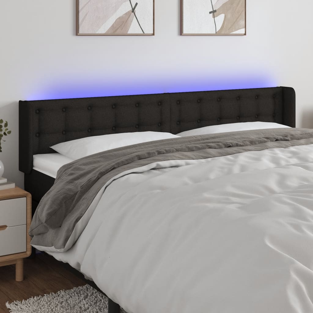 Hoofdbord LED 183x16x78/88 cm stof zwart is nu te koop bij PeponiXL, paradijselijk wonen!