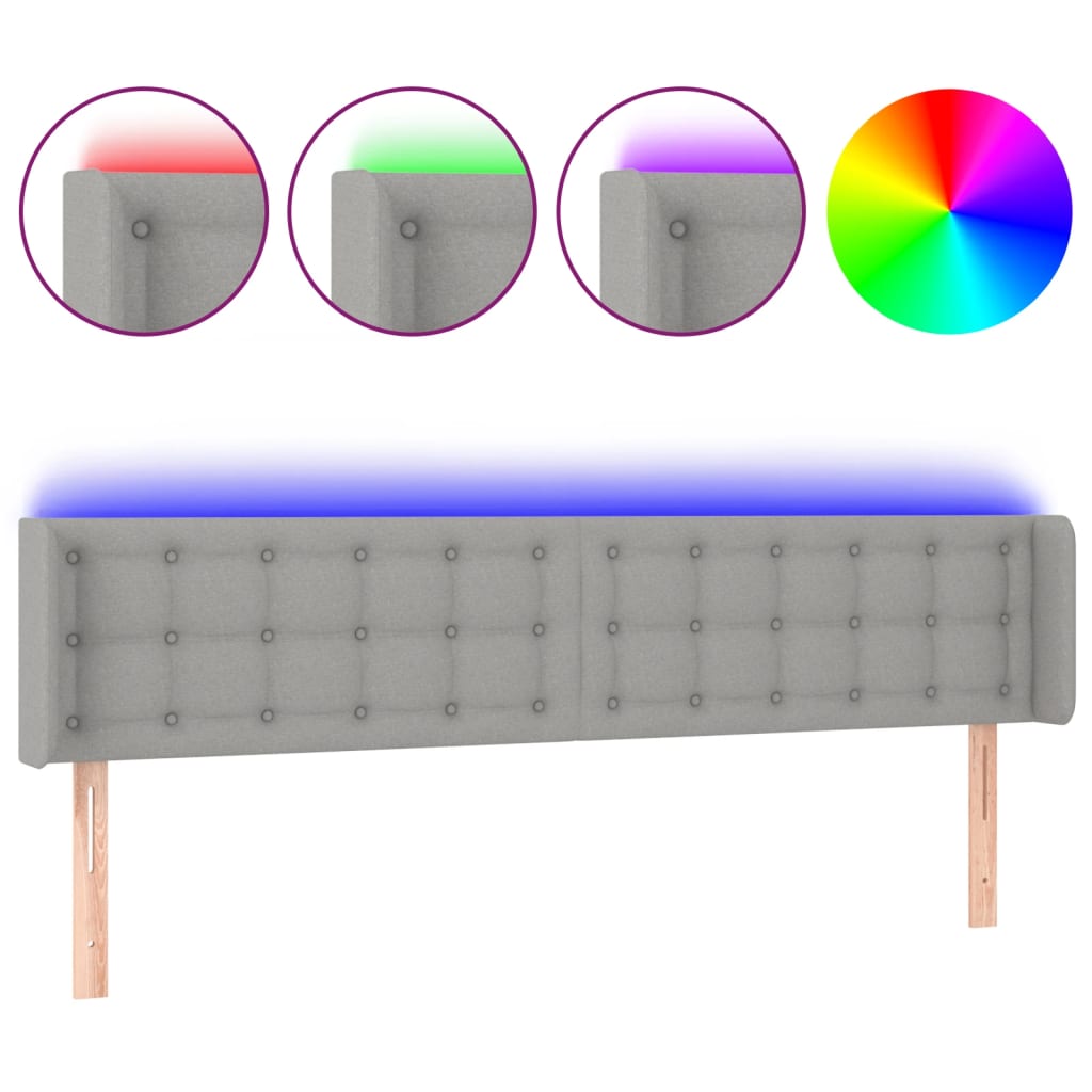 Hoofdbord LED 203x16x78/88 cm stof lichtgrijs is nu te koop bij PeponiXL, paradijselijk wonen!