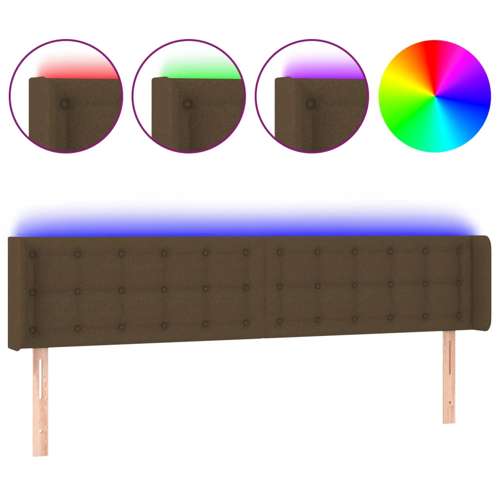 Hoofdbord LED 203x16x78/88 cm stof donkerbruin is nu te koop bij PeponiXL, paradijselijk wonen!