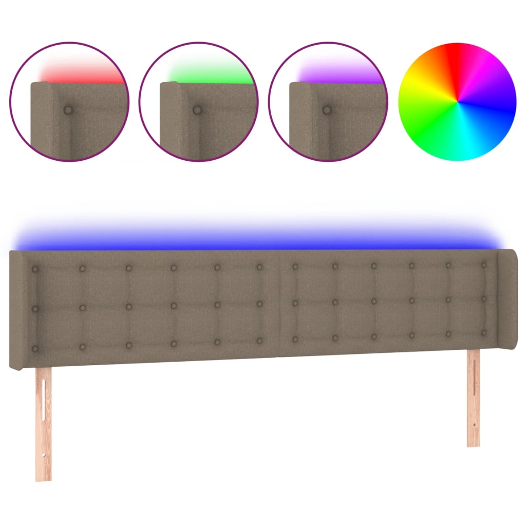 Hoofdbord LED 203x16x78/88 cm stof taupe is nu te koop bij PeponiXL, paradijselijk wonen!
