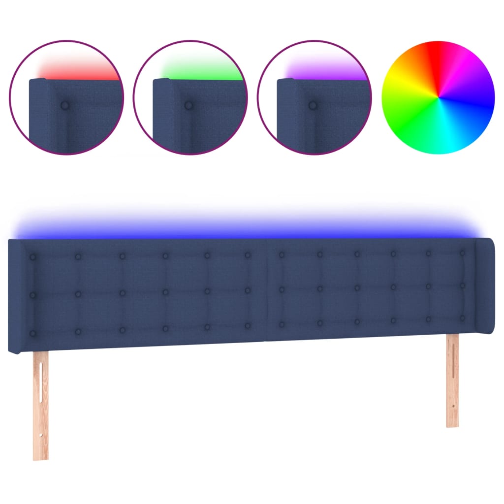 Hoofdbord LED 203x16x78/88 cm stof blauw is nu te koop bij PeponiXL, paradijselijk wonen!