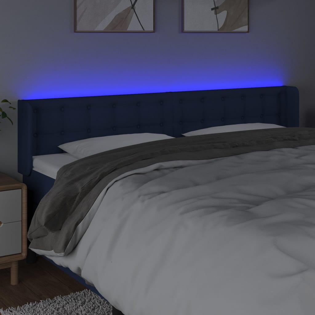 Hoofdbord LED 203x16x78/88 cm stof blauw is nu te koop bij PeponiXL, paradijselijk wonen!