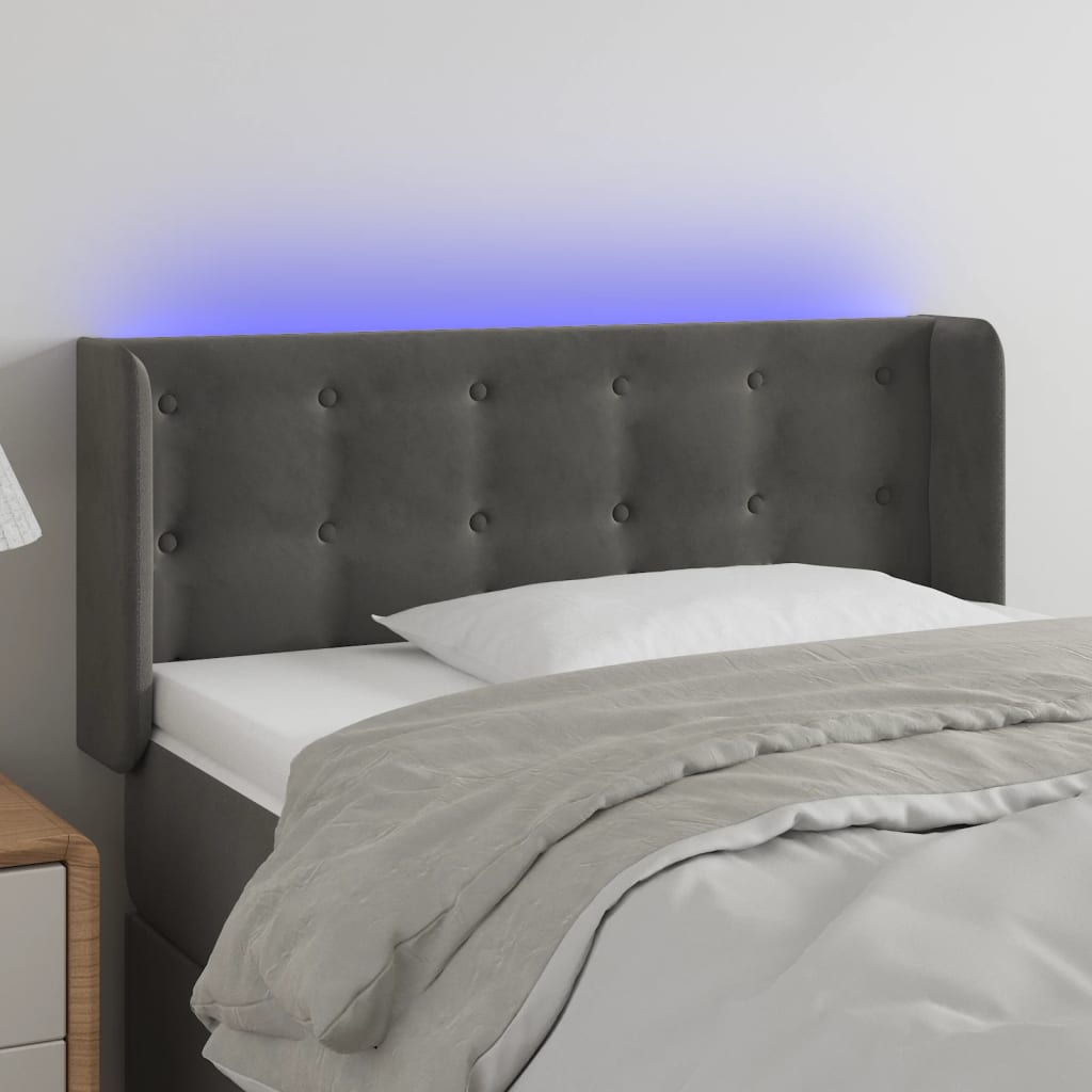 Hoofdbord LED 83x16x78/88 cm fluweel donkergrijs is nu te koop bij PeponiXL, paradijselijk wonen!