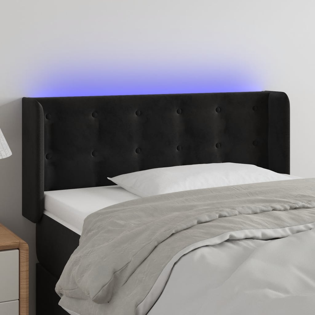 Hoofdbord LED 83x16x78/88 cm fluweel zwart is nu te koop bij PeponiXL, paradijselijk wonen!