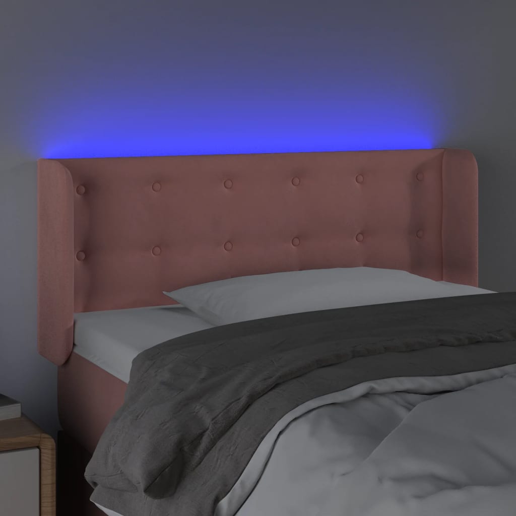 Hoofdbord LED 83x16x78/88 cm fluweel roze is nu te koop bij PeponiXL, paradijselijk wonen!