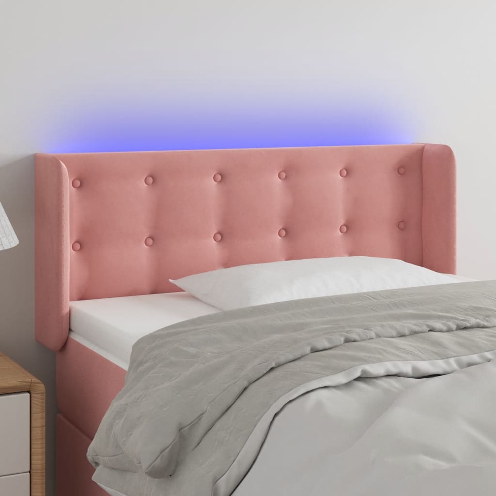 Hoofdbord LED 83x16x78/88 cm fluweel roze is nu te koop bij PeponiXL, paradijselijk wonen!