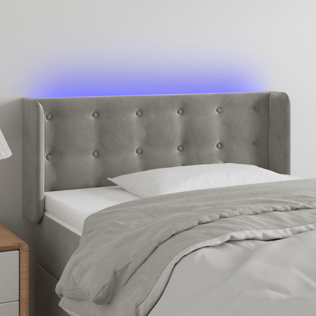 Hoofdbord LED 93x16x78/88 cm fluweel lichtgrijs is nu te koop bij PeponiXL, paradijselijk wonen!