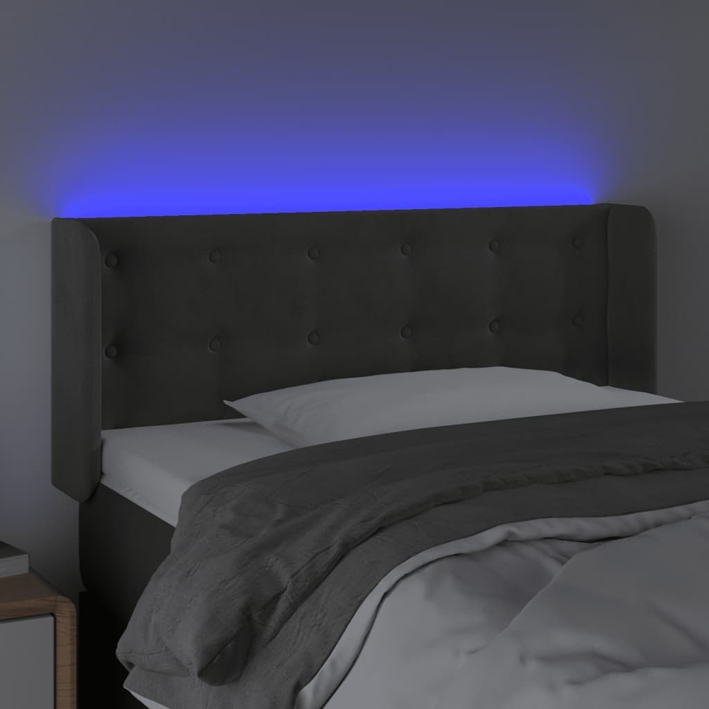 Hoofdbord LED 93x16x78/88 cm fluweel donkergrijs is nu te koop bij PeponiXL, paradijselijk wonen!