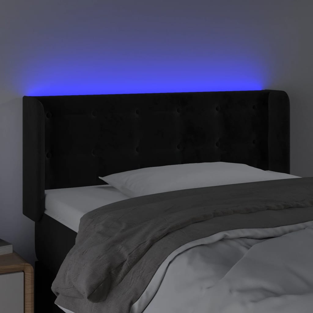 Hoofdbord LED 93x16x78/88 cm fluweel zwart is nu te koop bij PeponiXL, paradijselijk wonen!