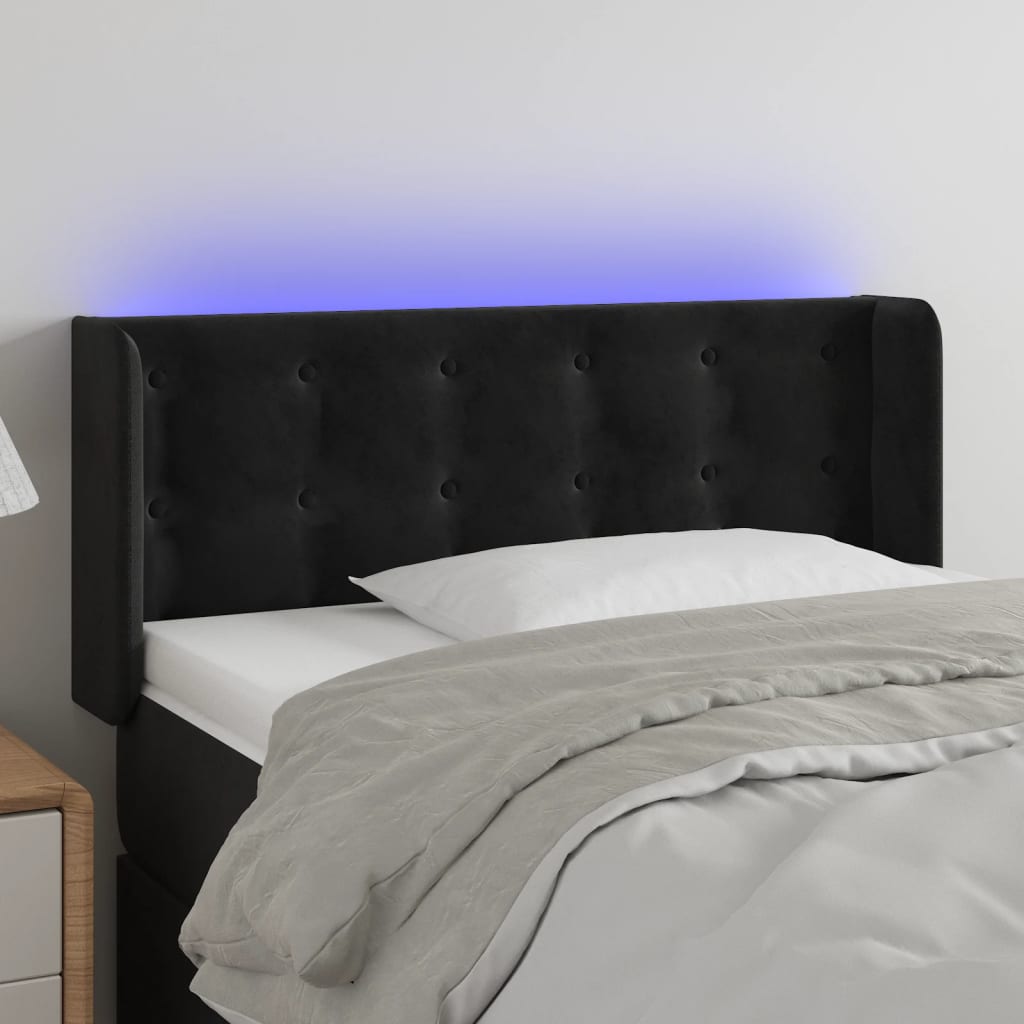 Hoofdbord LED 93x16x78/88 cm fluweel zwart is nu te koop bij PeponiXL, paradijselijk wonen!