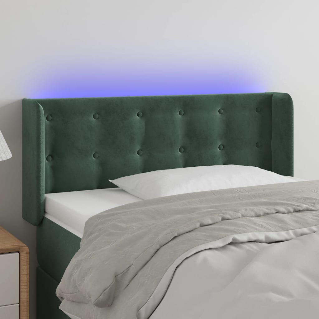 Hoofdbord LED 93x16x78/88 cm fluweel donkergroen is nu te koop bij PeponiXL, paradijselijk wonen!