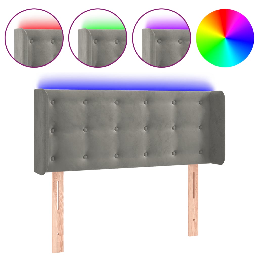 Hoofdbord LED 103x16x78/88 cm fluweel lichtgrijs is nu te koop bij PeponiXL, paradijselijk wonen!