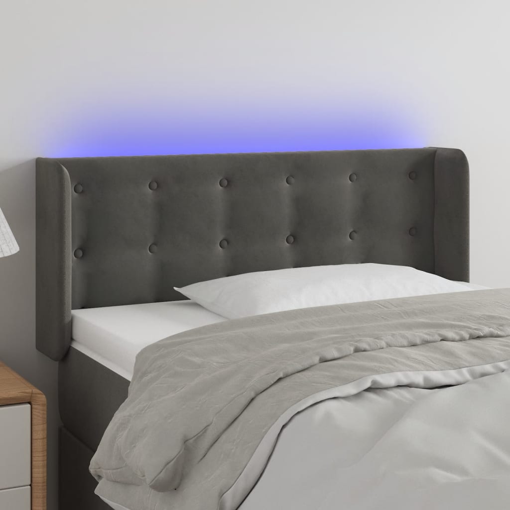 Hoofdbord LED 103x16x78/88 cm fluweel donkergrijs is nu te koop bij PeponiXL, paradijselijk wonen!