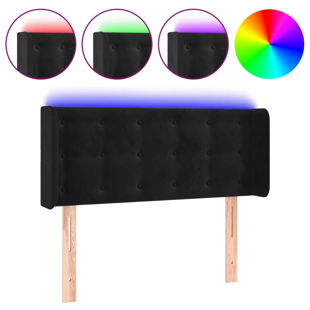 Hoofdbord LED 103x16x78/88 cm fluweel zwart is nu te koop bij PeponiXL, paradijselijk wonen!