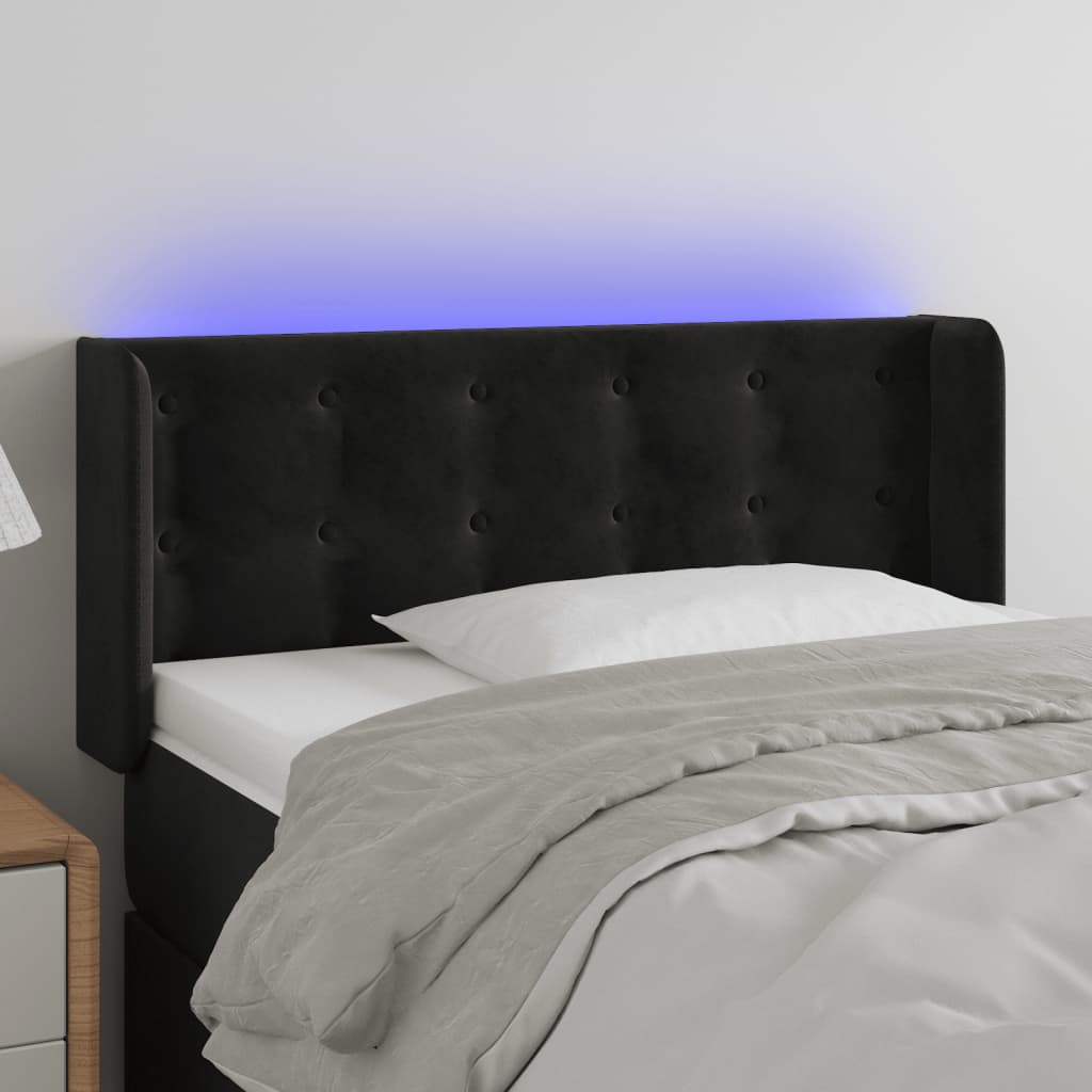 Hoofdbord LED 103x16x78/88 cm fluweel zwart is nu te koop bij PeponiXL, paradijselijk wonen!