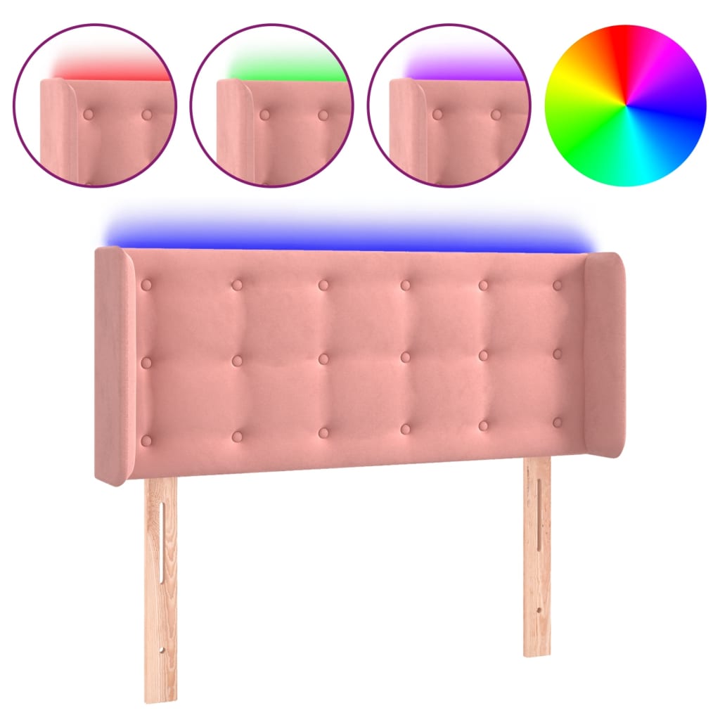 Hoofdbord LED 103x16x78/88 cm fluweel roze is nu te koop bij PeponiXL, paradijselijk wonen!
