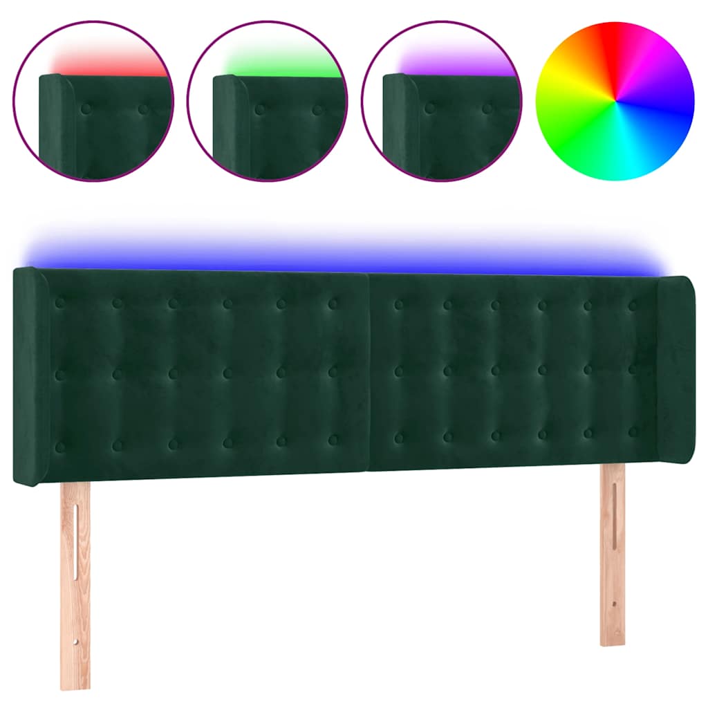 Hoofdbord LED 147x16x78/88 cm fluweel donkergroen is nu te koop bij PeponiXL, paradijselijk wonen!