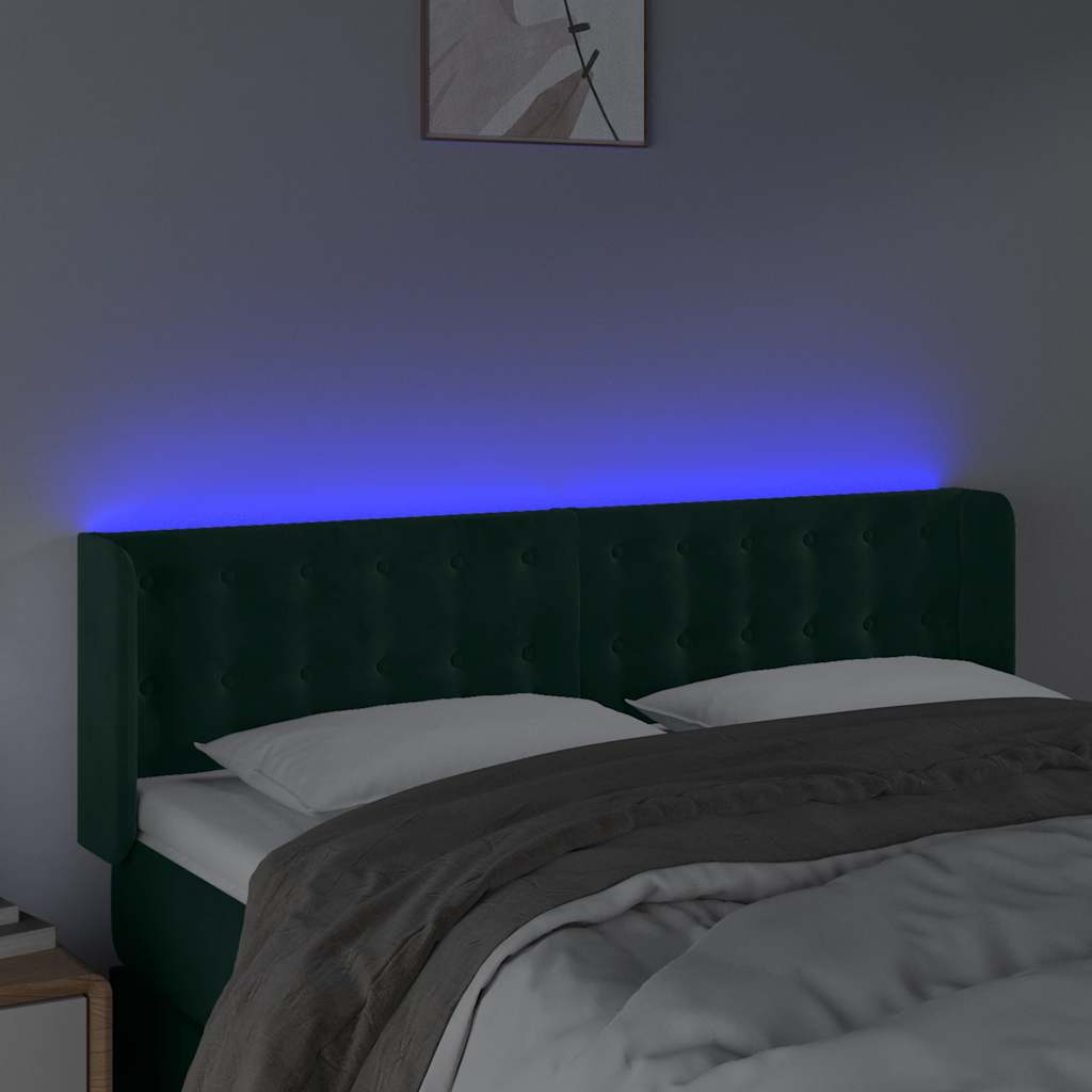 Hoofdbord LED 147x16x78/88 cm fluweel donkergroen is nu te koop bij PeponiXL, paradijselijk wonen!