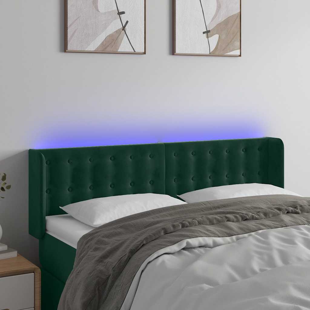 Hoofdbord LED 147x16x78/88 cm fluweel donkergroen is nu te koop bij PeponiXL, paradijselijk wonen!