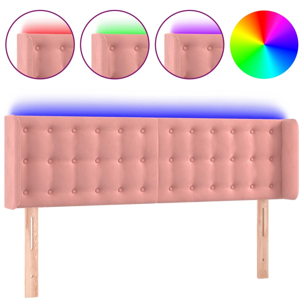 Hoofdbord LED 147x16x78/88 cm fluweel roze is nu te koop bij PeponiXL, paradijselijk wonen!