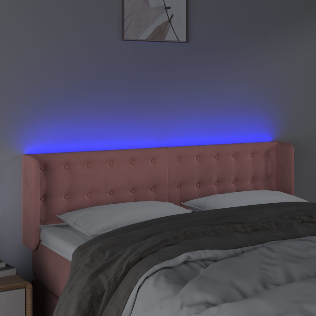 Hoofdbord LED 147x16x78/88 cm fluweel roze is nu te koop bij PeponiXL, paradijselijk wonen!