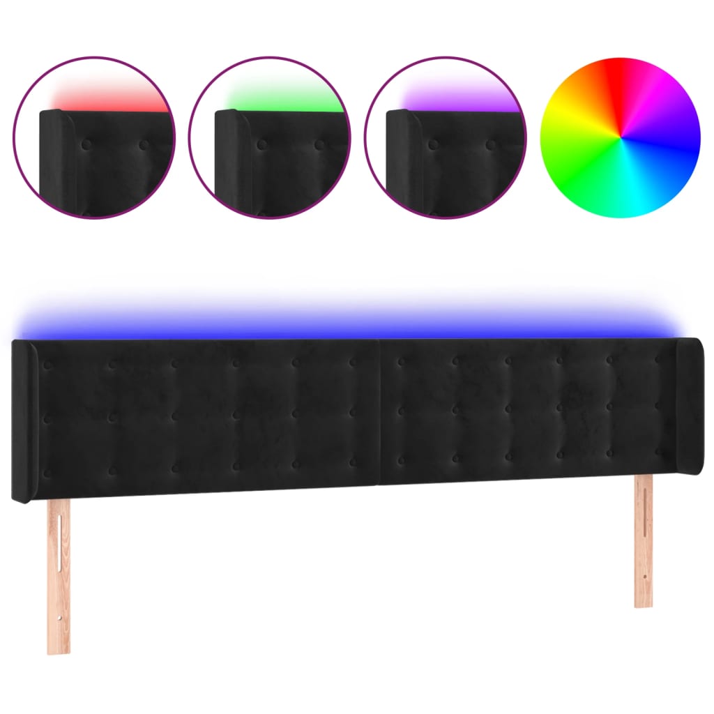 Hoofdbord LED 163x16x78/88 cm fluweel zwart is nu te koop bij PeponiXL, paradijselijk wonen!