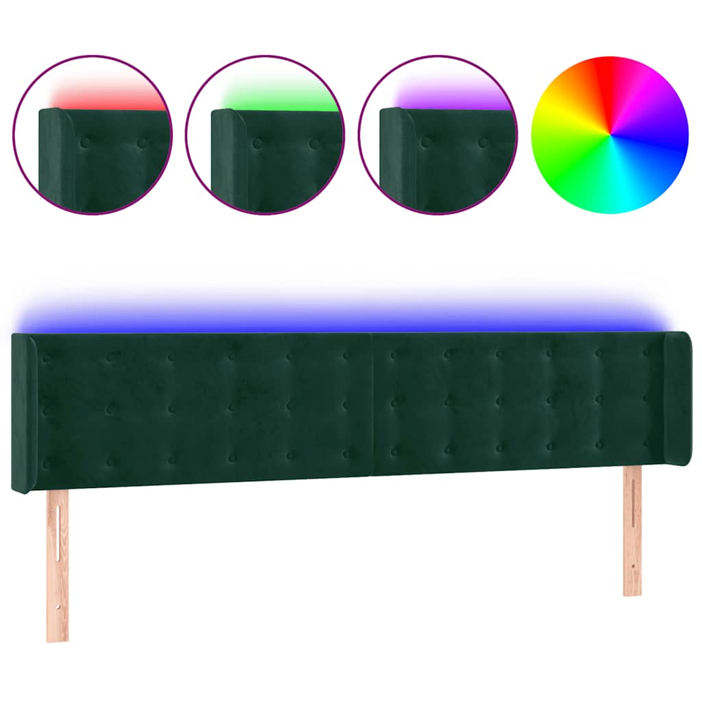 Hoofdbord LED 163x16x78/88 cm fluweel donkergroen is nu te koop bij PeponiXL, paradijselijk wonen!
