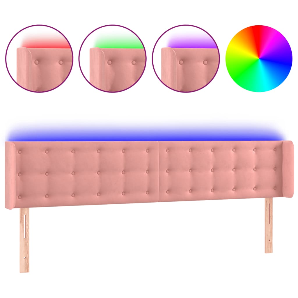 Hoofdbord LED 163x16x78/88 cm fluweel roze is nu te koop bij PeponiXL, paradijselijk wonen!