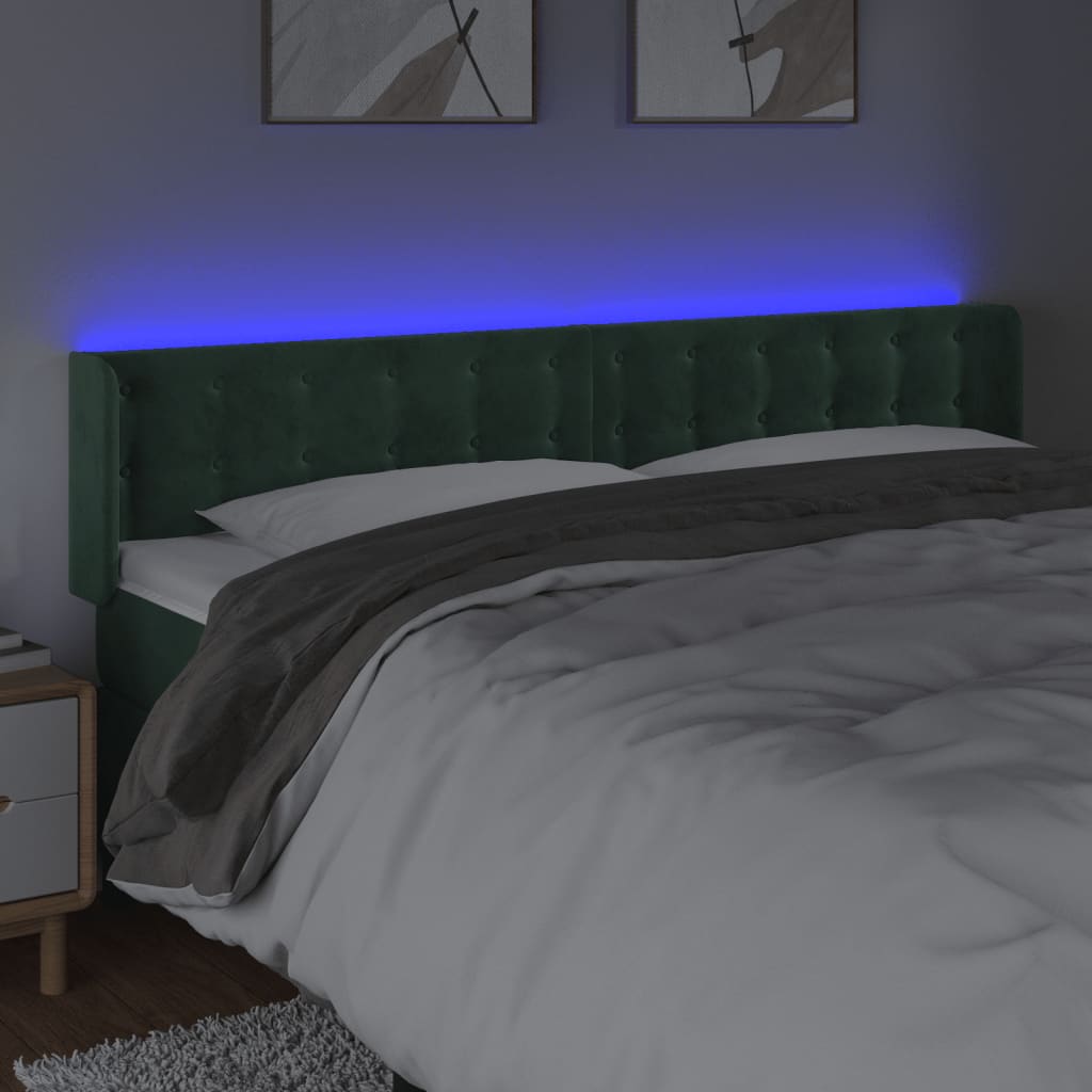 Hoofdbord LED 203x16x78/88 cm fluweel donkergroen is nu te koop bij PeponiXL, paradijselijk wonen!