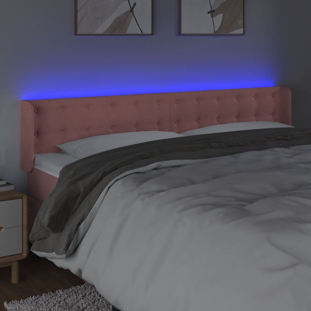 Hoofdbord LED 203x16x78/88 cm fluweel roze is nu te koop bij PeponiXL, paradijselijk wonen!