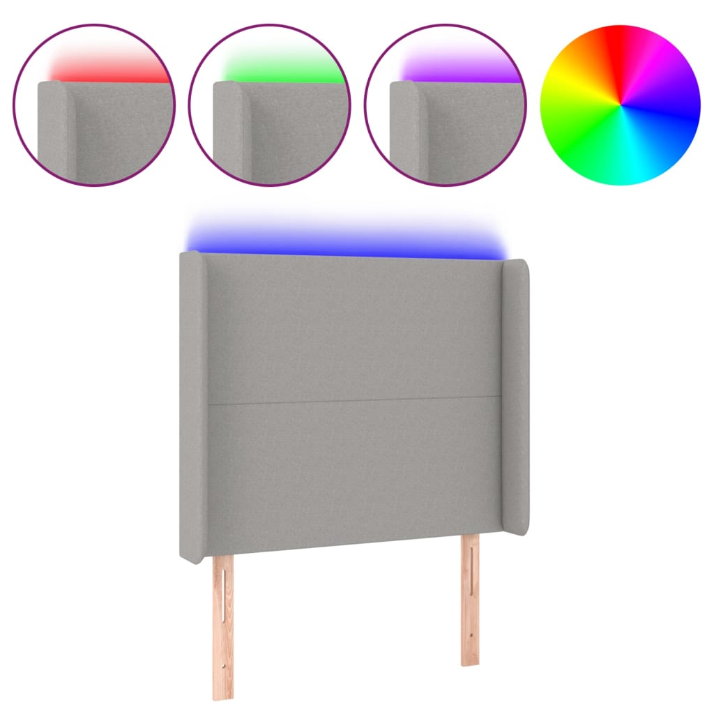 Hoofdbord LED 83x16x118/128 cm stof lichtgrijs is nu te koop bij PeponiXL, paradijselijk wonen!