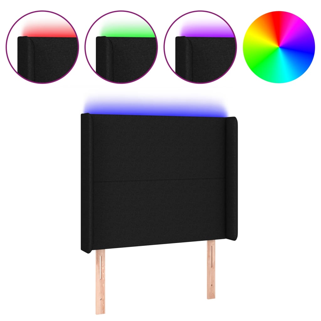 Hoofdbord LED 83x16x118/128 cm stof zwart is nu te koop bij PeponiXL, paradijselijk wonen!