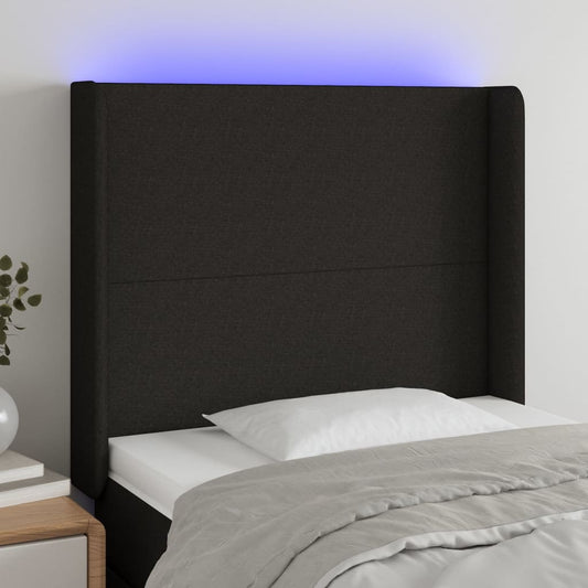 Hoofdbord LED 83x16x118/128 cm stof zwart is nu te koop bij PeponiXL, paradijselijk wonen!