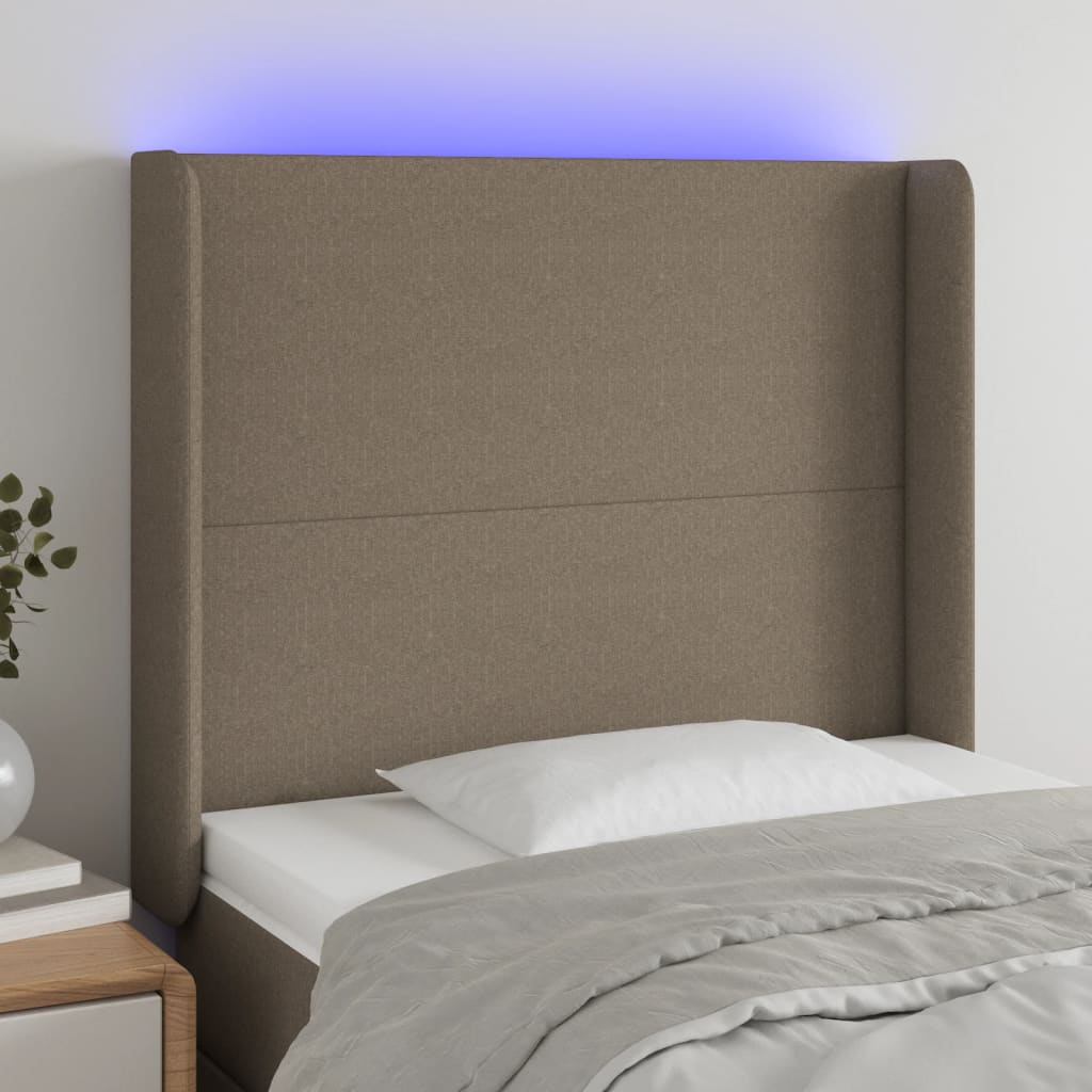 Hoofdbord LED 93x16x118/128 cm stof taupe is nu te koop bij PeponiXL, paradijselijk wonen!