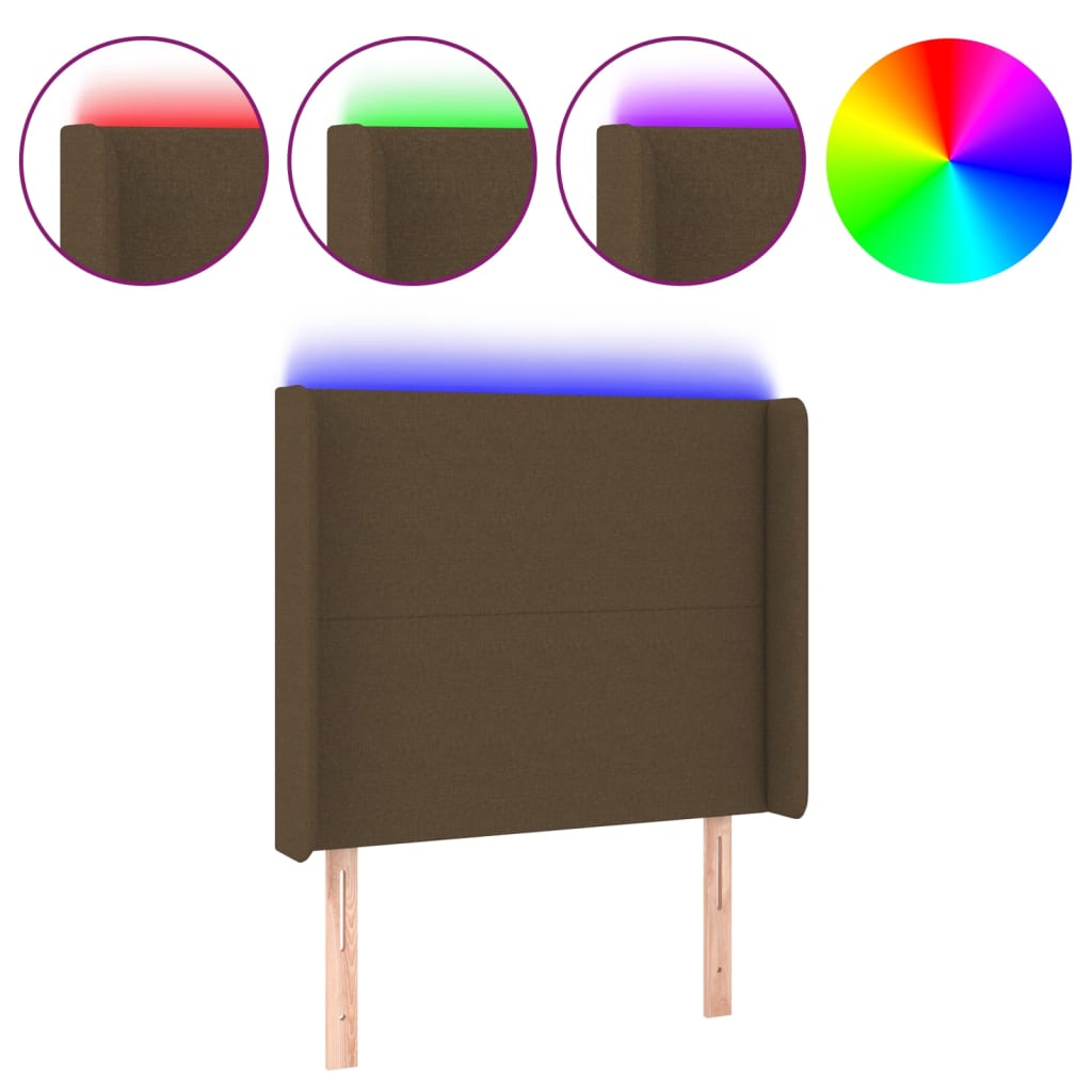 Hoofdbord LED 103x16x118/128 cm stof donkerbruin is nu te koop bij PeponiXL, paradijselijk wonen!