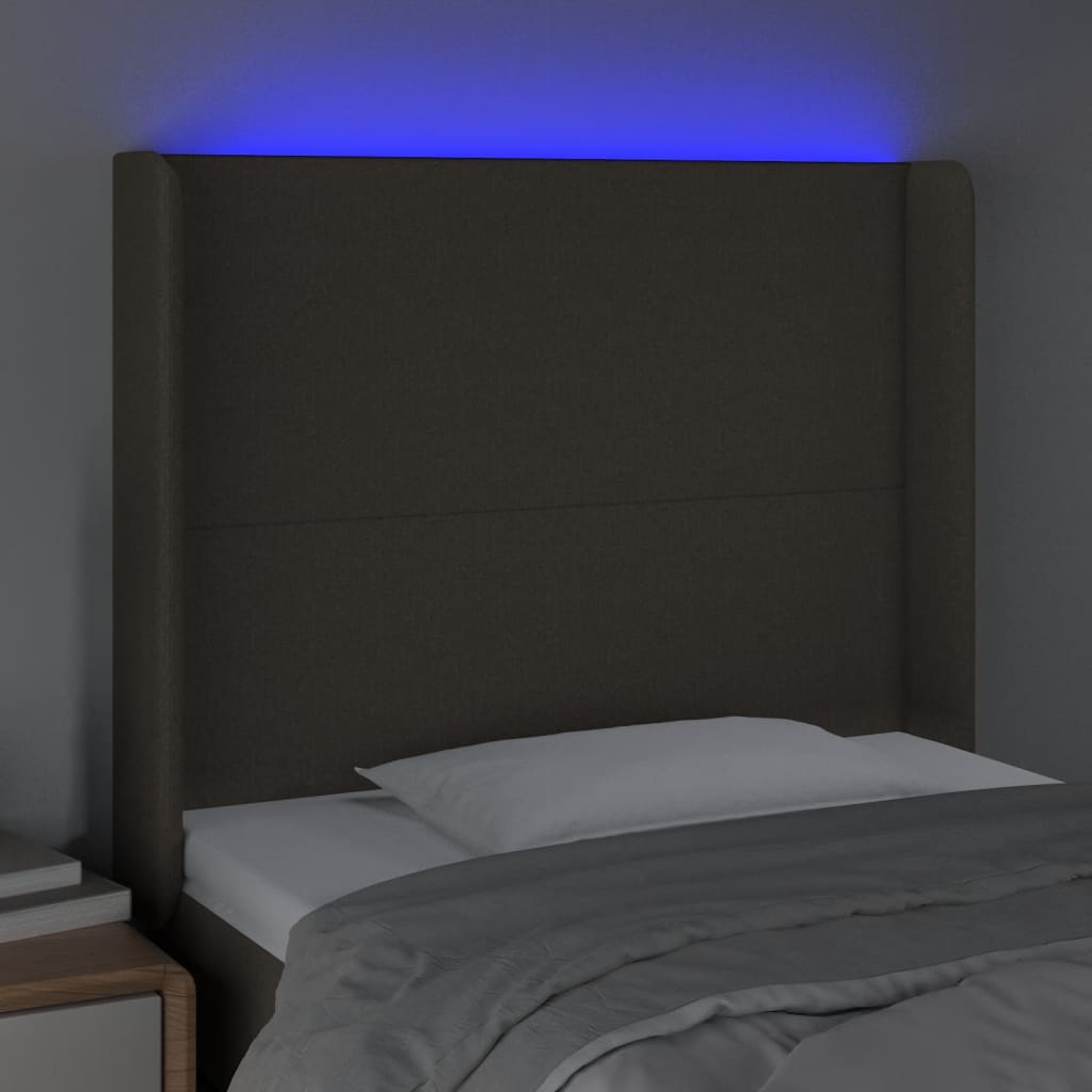 Hoofdbord LED 103x16x118/128 cm stof taupe is nu te koop bij PeponiXL, paradijselijk wonen!