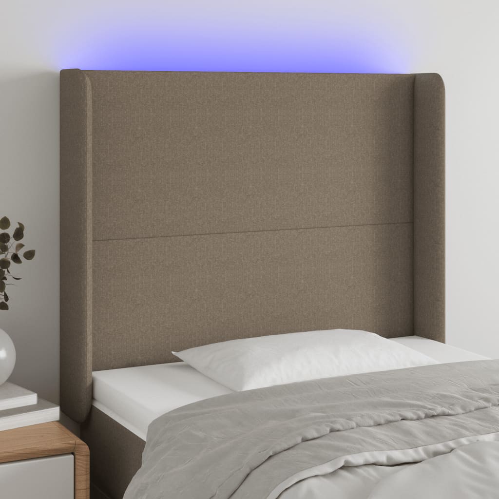Hoofdbord LED 103x16x118/128 cm stof taupe is nu te koop bij PeponiXL, paradijselijk wonen!