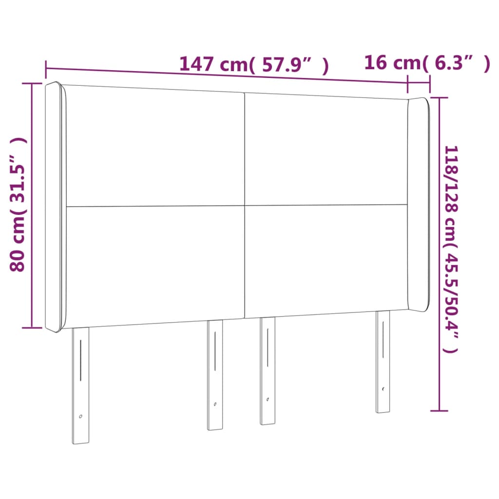 Hoofdbord LED 147x16x118/128 cm stof donkergrijs is nu te koop bij PeponiXL, paradijselijk wonen!