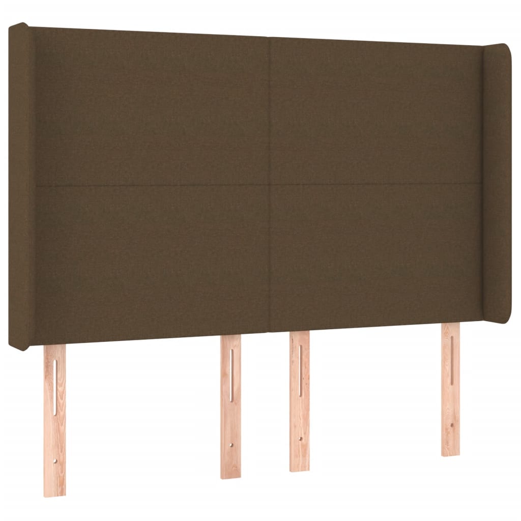 Hoofdbord LED 147x16x118/128 cm stof donkerbruin is nu te koop bij PeponiXL, paradijselijk wonen!
